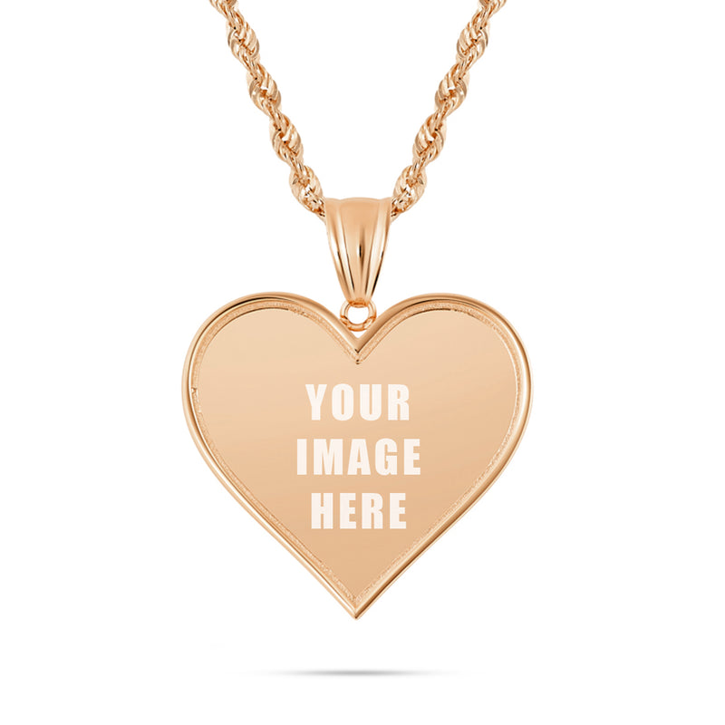 14K Gold Small Heart Picture Pendant