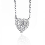 14k White Gold 0.30ct Diamond Cluster Heart Necklace