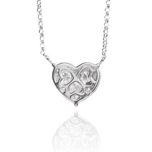 14k White Gold 0.30ct Diamond Cluster Heart Necklace