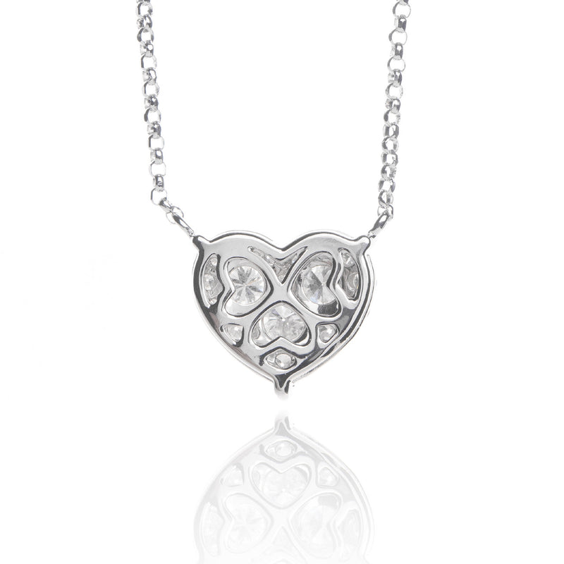 14k White Gold 0.30ct Diamond Cluster Heart Necklace
