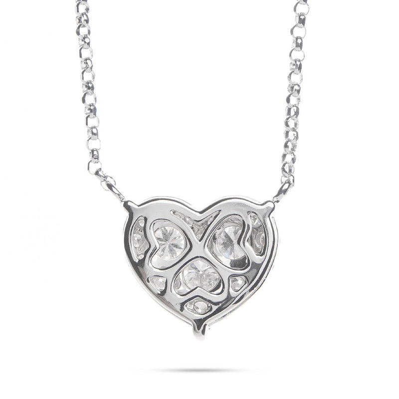 14k White Gold 0.30ct Diamond Cluster Heart Necklace
