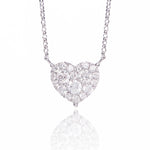 14k White Gold 0.30ct Diamond Cluster Heart Necklace