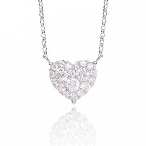 14k White Gold 0.30ct Diamond Cluster Heart Necklace