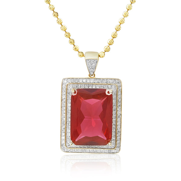 10k Yellow Gold .80ct Diamond Ruby Pendant