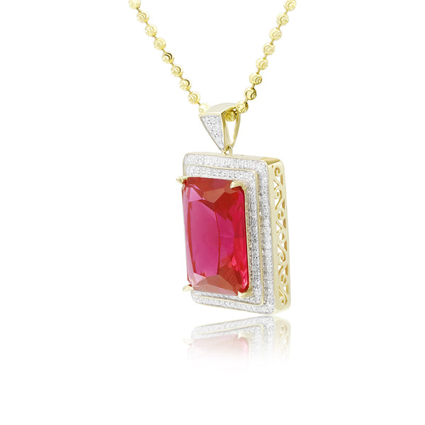 10k Yellow Gold .80ct Diamond Ruby Pendant