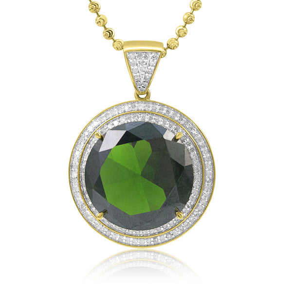 10k Yellow Gold .75ct Diamond Emerald Pendant