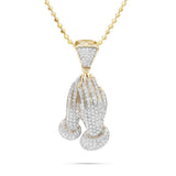 10k Yellow Gold 2ct Diamond Prayer Hand Pendant