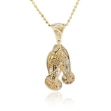 10k Yellow Gold 2ct Diamond Prayer Hand Pendant