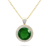10k Yellow Gold .75ct Diamond Emerald Pendant