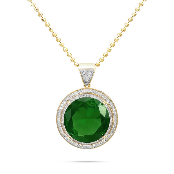 10k Yellow Gold .75ct Diamond Emerald Pendant