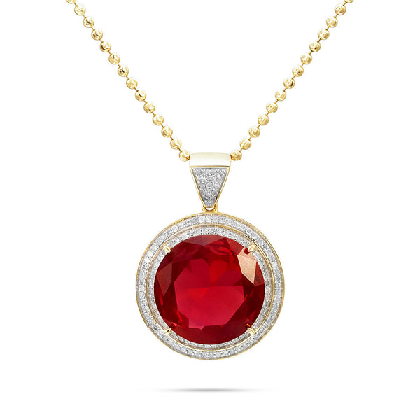 10k Yellow Gold .75ct Diamond Ruby Pendant