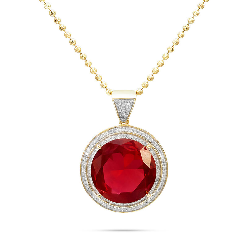 10k Yellow Gold .75ct Diamond Ruby Pendant