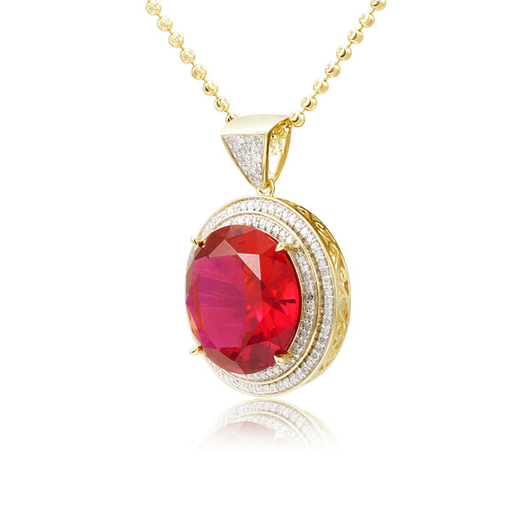 10k Yellow Gold .75ct Diamond Ruby Pendant