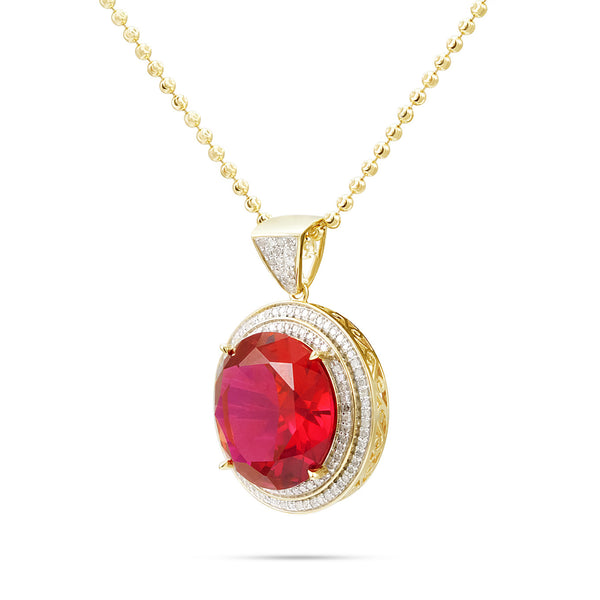 10k Yellow Gold .75ct Diamond Ruby Pendant