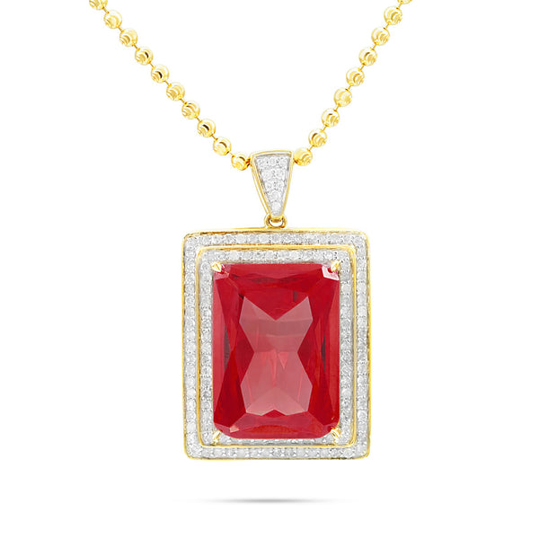 10k Yellow Gold .80ct Diamond Ruby Pendant