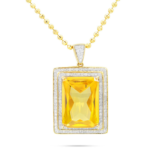 10k Yellow Gold .80ct Diamond Yellow Sapphire Pendant