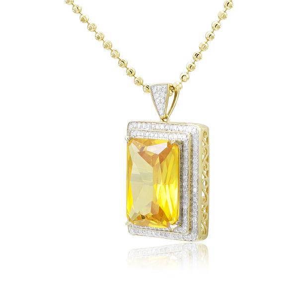 10k Yellow Gold .80ct Diamond Yellow Sapphire Pendant