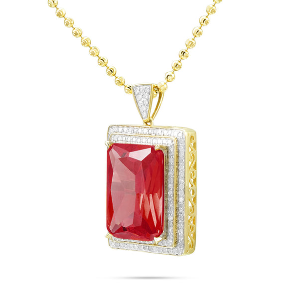 10k Yellow Gold .80ct Diamond Ruby Pendant