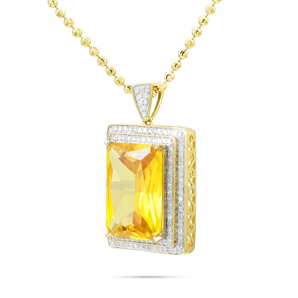 10k Yellow Gold .80ct Diamond Yellow Sapphire Pendant
