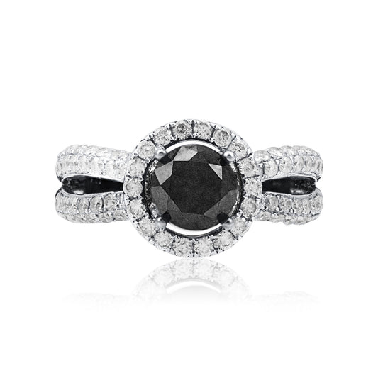 10k Black Gold 3.05ct Black Diamond Engagement Ring