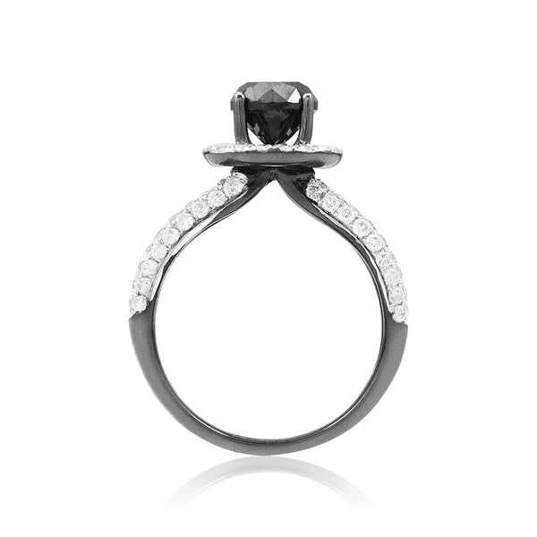 10k Black Gold 3.05ct Black Diamond Engagement Ring