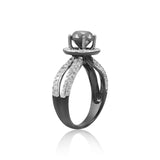 10k Black Gold 3.05ct Black Diamond Engagement Ring