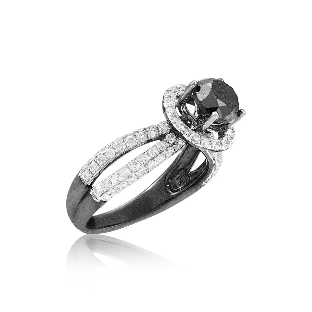 10k Black Gold 3.05ct Black Diamond Engagement Ring
