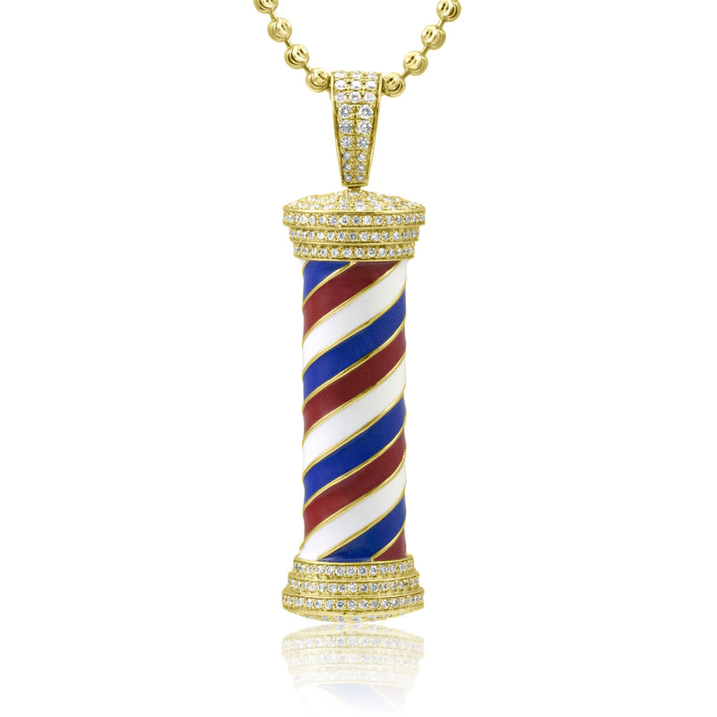 10k Yellow Gold 3ct Diamond Barbershop Pole Pendant