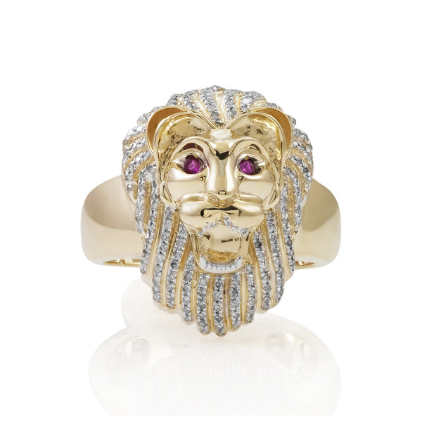 10K Yellow Gold .50ct Diamond Lion Ring