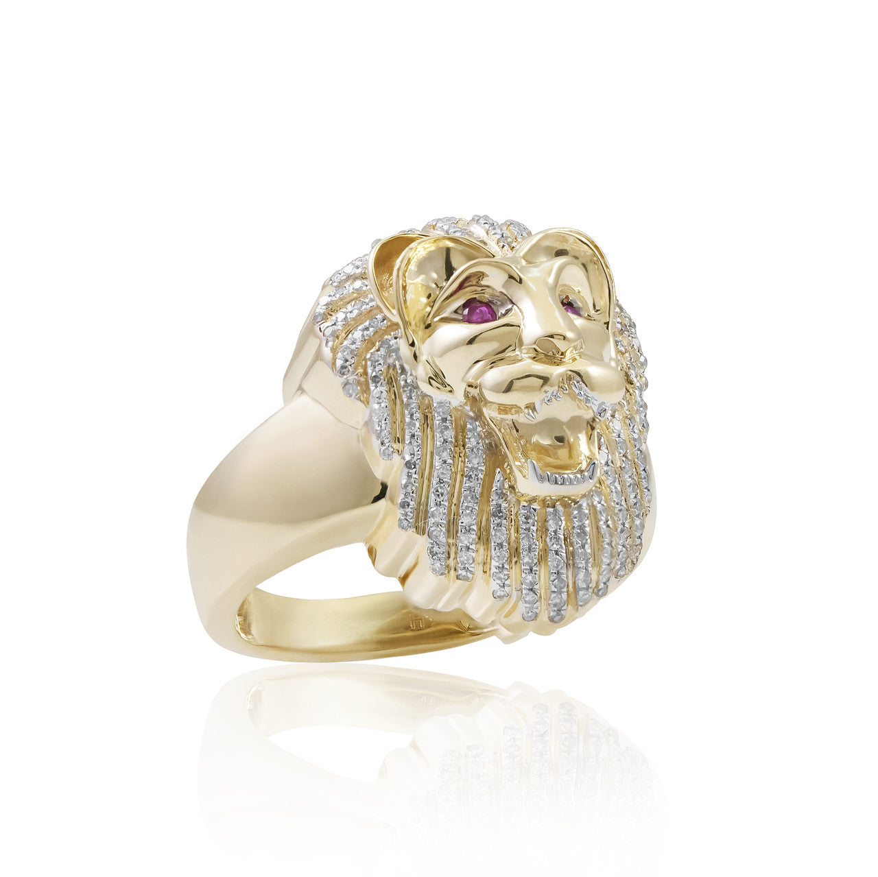 10K Yellow Gold .50ct Diamond Lion Ring