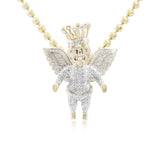 10k Yellow Gold .45ct Diamond Angel with Crown Pendant
