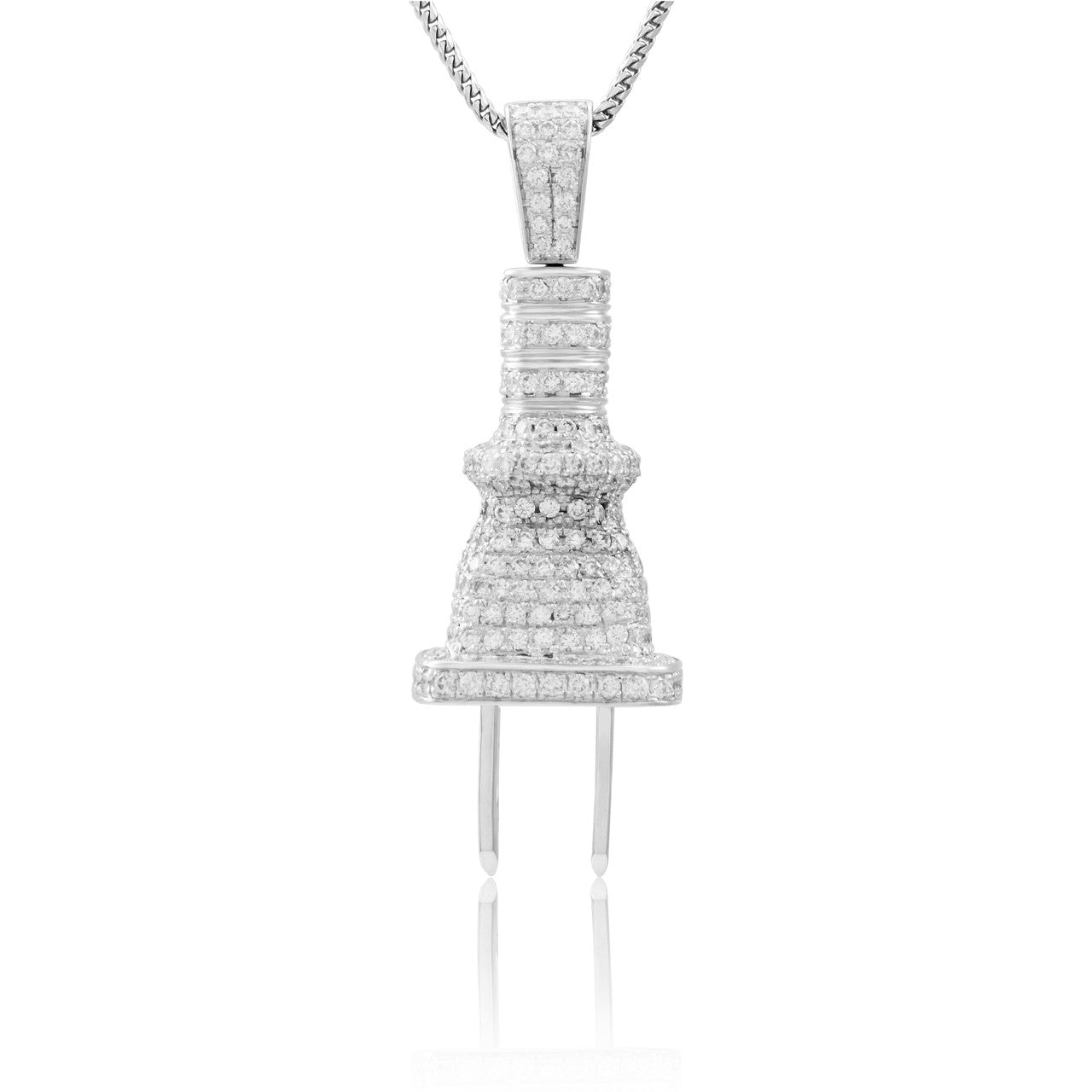 10k White Gold 3.25ct White Diamond Plug Pendant