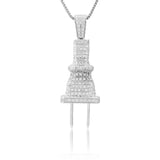 10k White Gold 3.25ct White Diamond Plug Pendant