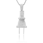 10k White Gold 3.25ct White Diamond Plug Pendant