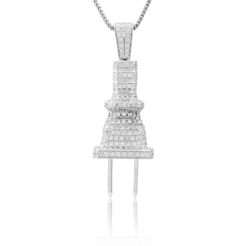 10k White Gold 3.25ct White Diamond Plug Pendant