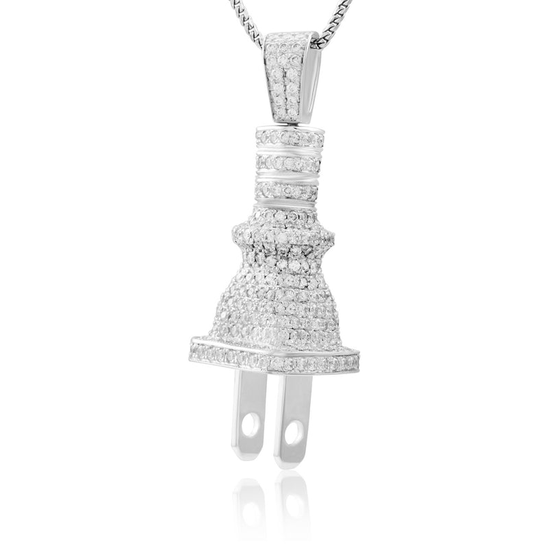 10k White Gold 3.25ct White Diamond Plug Pendant