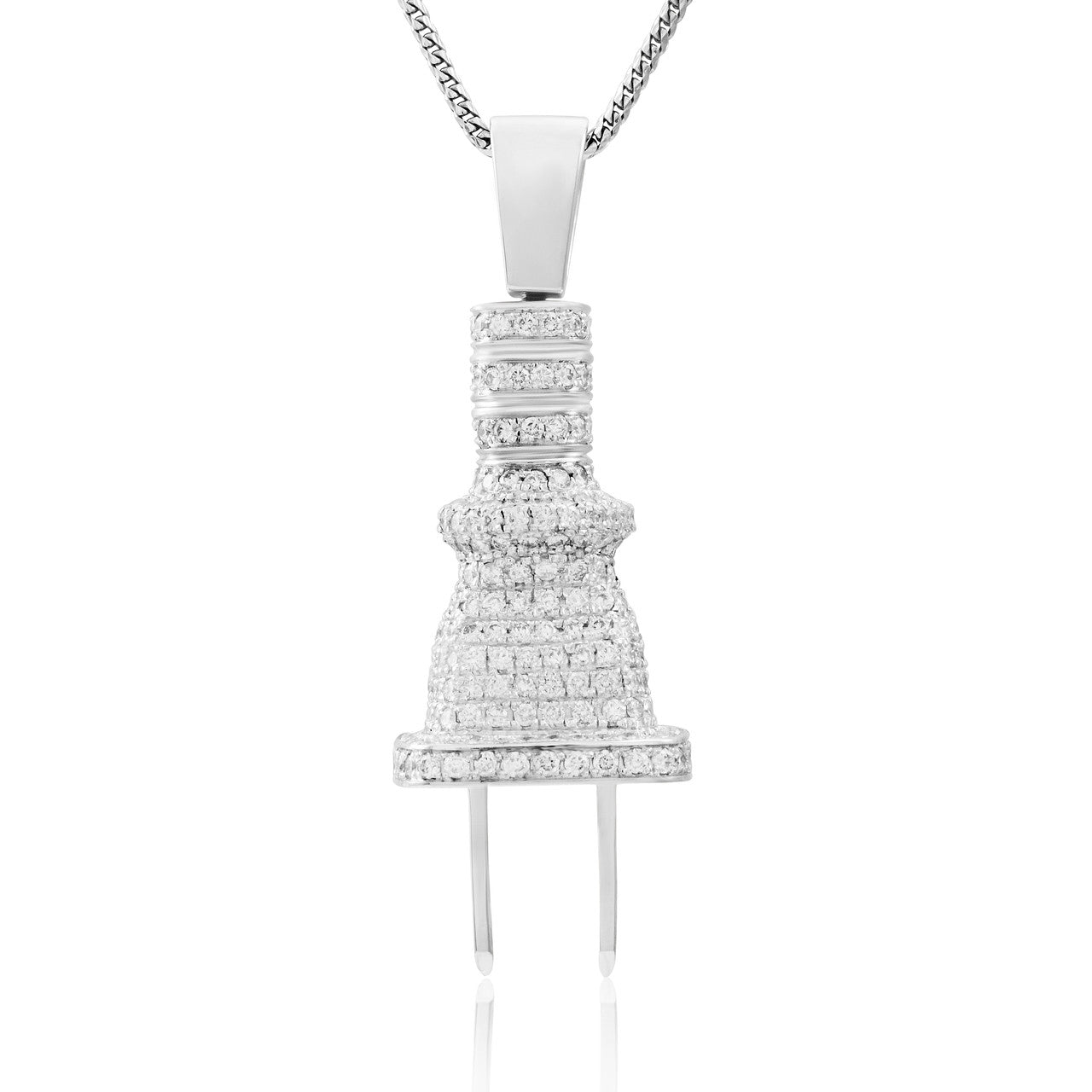 10k White Gold 3.25ct White Diamond Plug Pendant