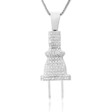 10k White Gold 3.25ct White Diamond Plug Pendant