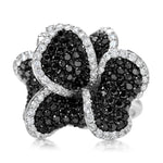 18k White Gold 5.30ct Black Diamond Flower Ring