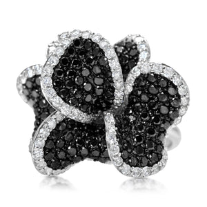 18k White Gold 5.30ct Black Diamond Flower Ring