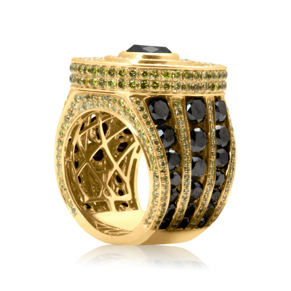 10k Yellow Gold 18.52ct Black and Yellow Diamond Ring