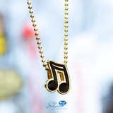 14k Yellow Gold Enamel Sixteenth Note Music Pendant