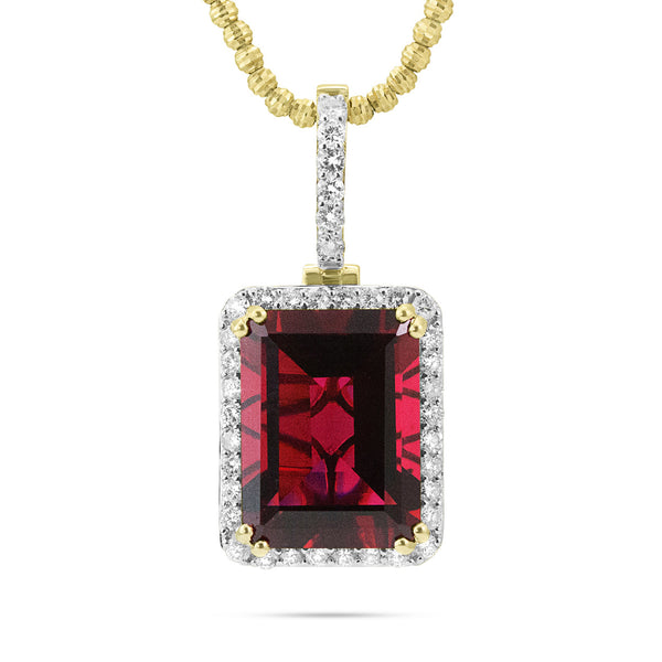 14k Yellow Gold 1ct Diamond Ruby Pendant