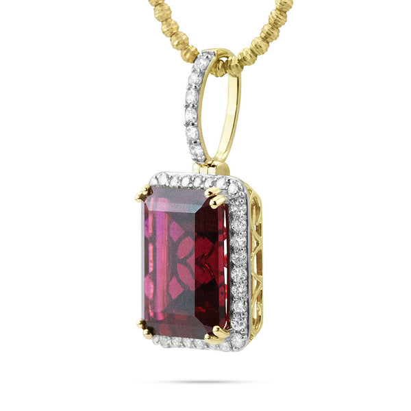 14k Yellow Gold 1ct Diamond Ruby Pendant