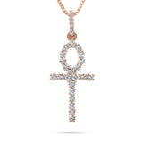 10k Rose Gold 2ct Diamond Ankh Pendant