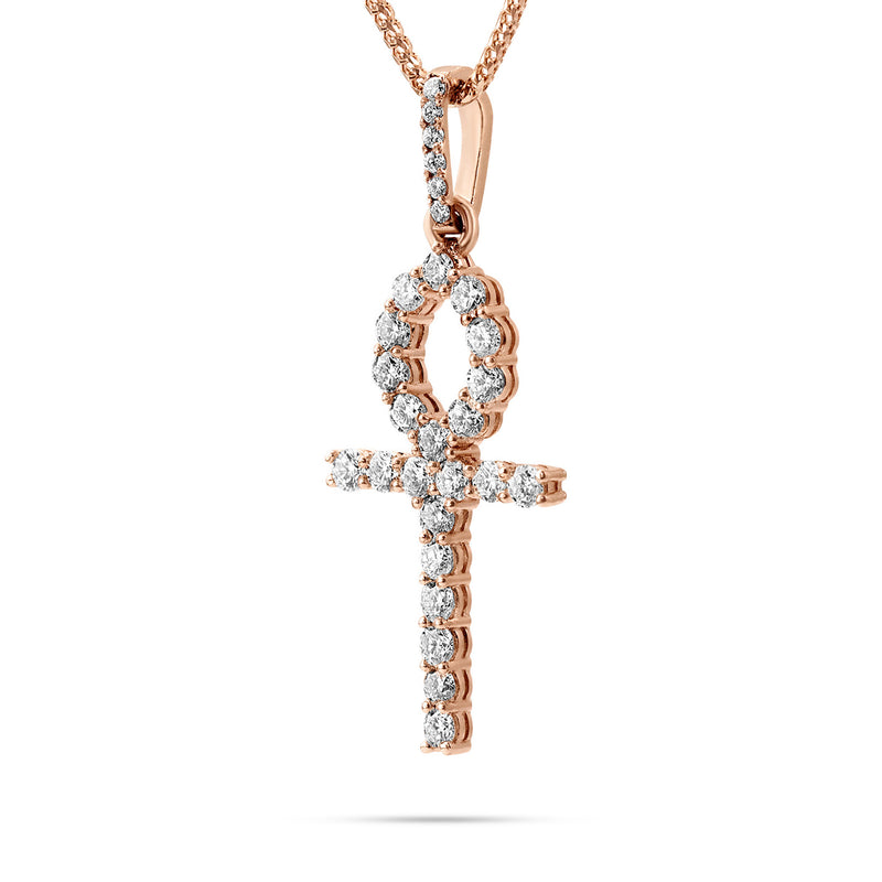 10k Rose Gold 2ct Diamond Ankh Pendant
