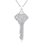 10k White Gold 3.25ct Diamond Key Pendant