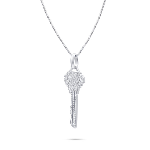 10k White Gold 3.25ct Diamond Key Pendant