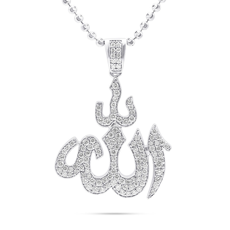 10k White Gold 1.25ct Diamond Allah Pendant