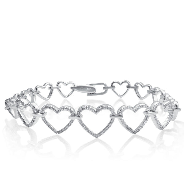 10k White Gold .75ct Diamond Heart Bracelet